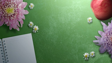 Colorful flower on a colored background. World Teacher Day conceptの写真素材