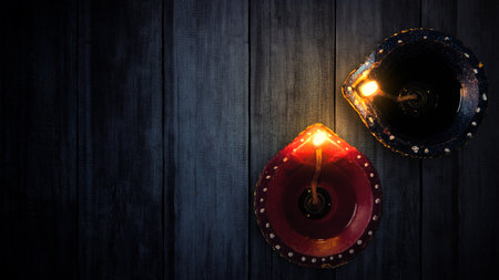 Diya oil lamps for the Diwali festival. Diwali festival. The Hindu Festival of Lights celebrationの写真素材