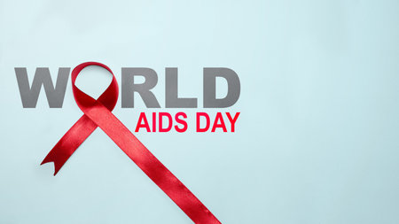 Red ribbon awareness. World Aids Day concept