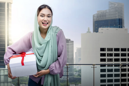 The girl in the veil showed a smiling expression. Happy smile face. World Smile Day conceptの写真素材