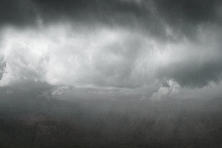 Dark cloudscapes in the night. Scary Halloween background conceptの写真素材