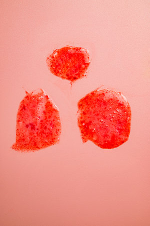 Closeup view of stain on a colored background