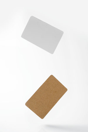 Business cards on a white background. Empty business card for copy spaceの写真素材