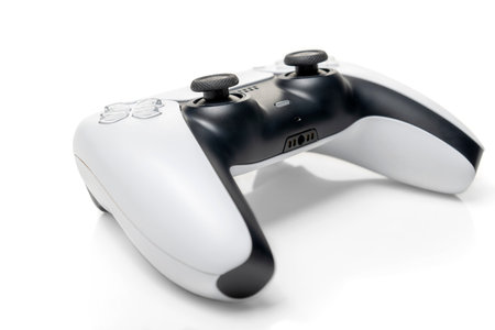 Video game console controller isolated over white background. Playing games concept