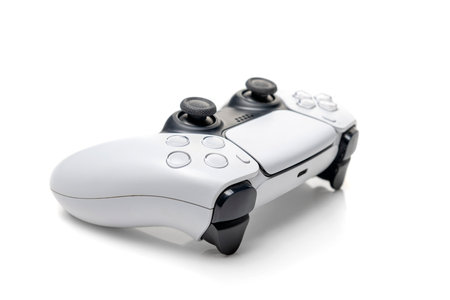 Video game console controller isolated over white background. Playing games conceptの写真素材