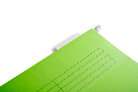 Stack of colorful document files isolated over a white backgroundの写真素材