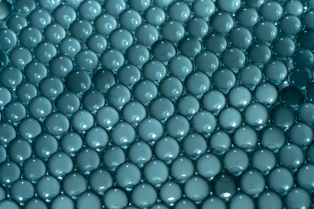 Blue water gel balls. Polymer gel. Silica gel. Balls of hydrogel round shape. Crystal liquid ball...