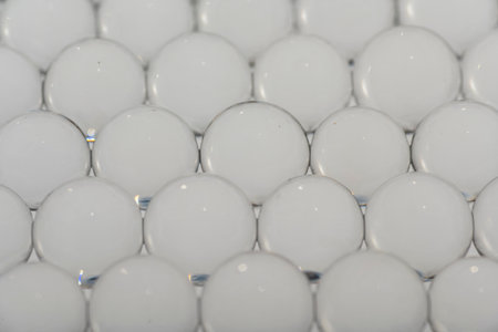White water gel balls. Polymer gel. Silica gel. Balls of hydrogel round shape. Crystal liquid ball...