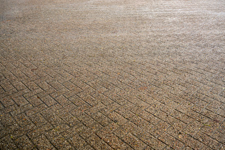 Closeup view of the red floor. Abstract pattern of a brick floor. Mockup. Copy space. Wallpaper or...
