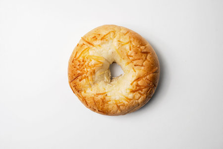 Closeup view of bagel bread isolated over white background. Top viewの写真素材
