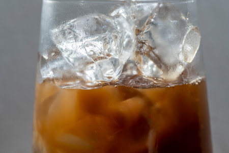 Closeup view of cold brew coffee in a glass