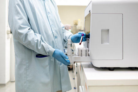 Scientist checking quality of medicine in the modern inspection laboratory in a medicine production...