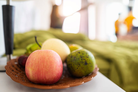 Closeup view of a variety of fruit on the desk. Healthy eating conceptの写真素材