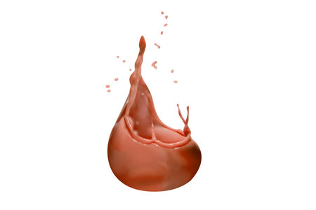 Luxurious chocolate splash with droplets isolated over a white background. Dark chocolate milk, a culinary dessert delightの写真素材