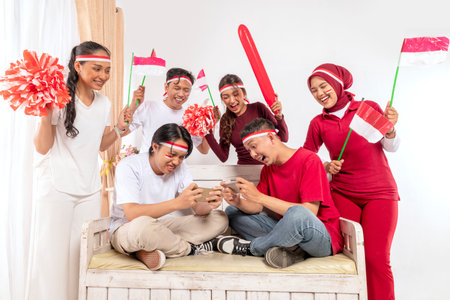 Portrait of an Indonesian southeast asian people celebrating Indonesia Independence Day on the 17th...