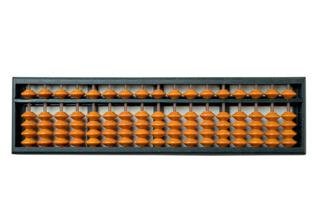 Closeup view of a wooden abacus isolated over a white background. Concept of stationeryの写真素材