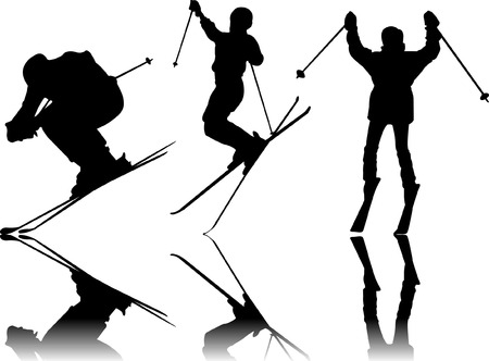 Skiing Sport silhouettesのイラスト素材