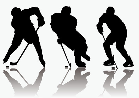 Ice hockey players silhouetteのイラスト素材