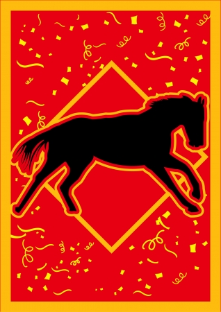 happy lunar new year and horseのイラスト素材