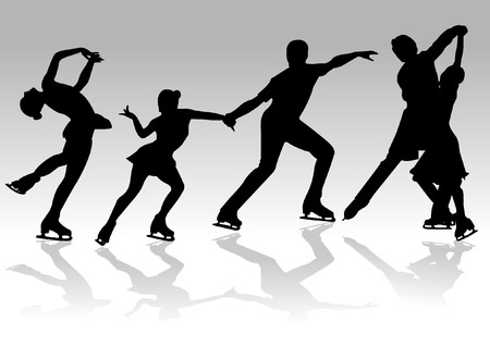 figure skating silhouetteのイラスト素材