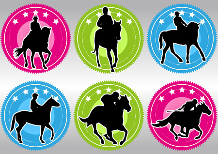 Horse racing game silhouetteのイラスト素材