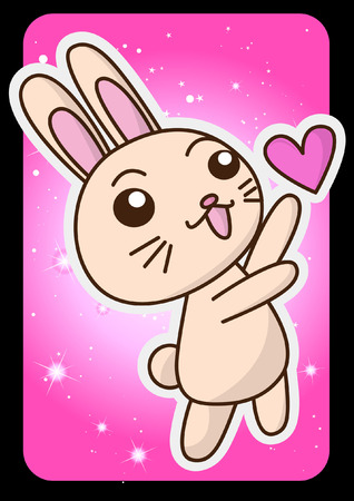 Happy Easter  bunny and heart at star backgroundのイラスト素材