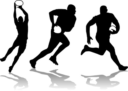 three rugby player silhouetteのイラスト素材