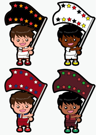 cartoon soccer Sport Fan with Flagのイラスト素材