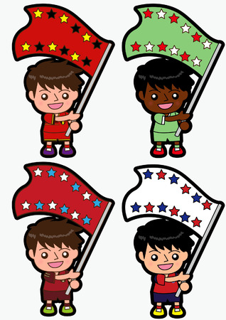 cartoon soccer Sport Fan with Flagのイラスト素材