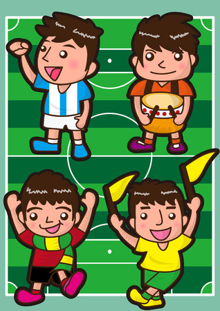 Vector cartoon soccer Sport Fan with scarfのイラスト素材