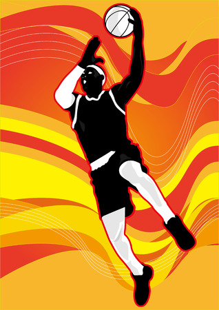 basketball player dunk shot shadow Silhouetteのイラスト素材