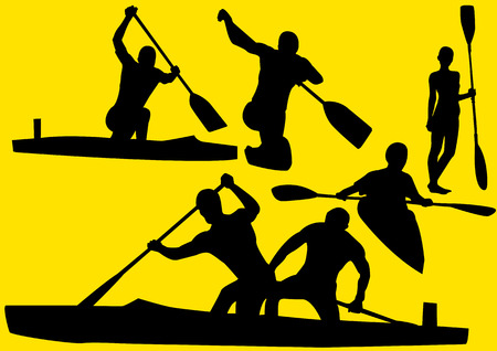 Rowing silhouetteのイラスト素材