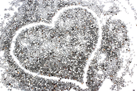 glitter silver background with heart. abstract backgroundの写真素材