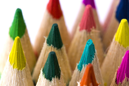 Group of multicolor pencils, close-up shotの写真素材