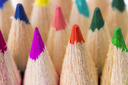 Group of multicolor pencils, close-up shotの写真素材