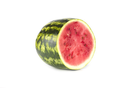 Slices of red watermelon. Red texture of sweet watermelon. refreshing watermelon background. Sliced ripe watermelon isolated on white background cutoutの写真素材