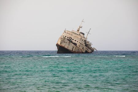 Ship sunk in the Red Sea, Jeddah, Saudi Arabiaの写真素材