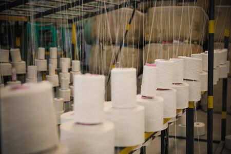 Thread rolls in Fabric factoryの写真素材