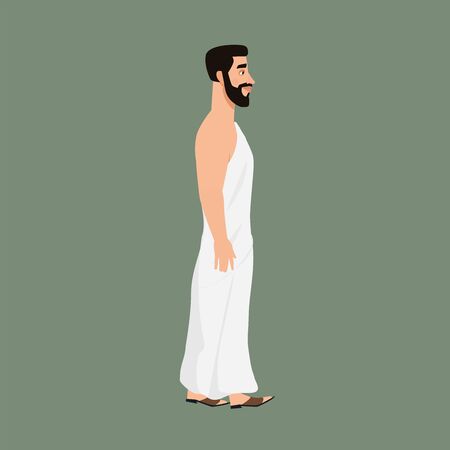 hajj pilgrim in ahram walking . motion graphicsのイラスト素材