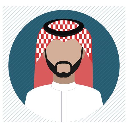 A Saudi man icon wearing shemagh and a thobeの写真素材