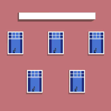 Seamless pattern background of wall with windows. Vector illustrationのイラスト素材