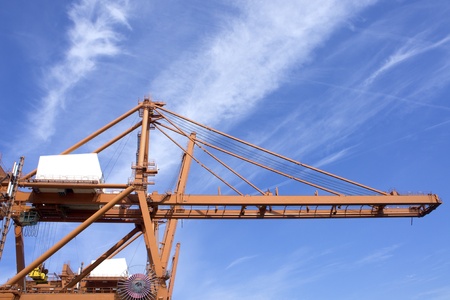 Large industrial crane for cargo containers in port