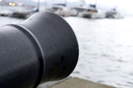 old cannon in la spezia italyの写真素材