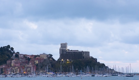 lerici during a storm after the sunsetの写真素材