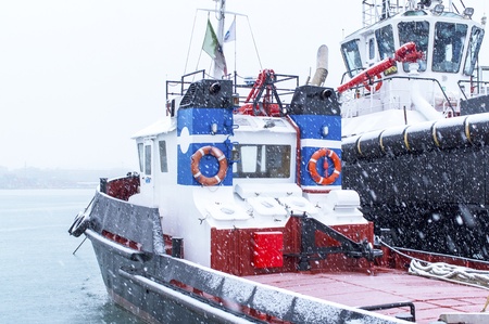 tug boat in the harbour of la speziaの写真素材