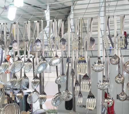 hang spoon at marketの写真素材