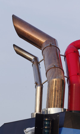 funnel of a tug in the harbour of la speziaの写真素材