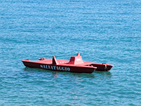 rescue boat in portovenere a little village near la speziaのeditorial素材