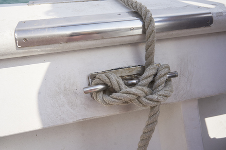 detail of marine rope in a boatの写真素材