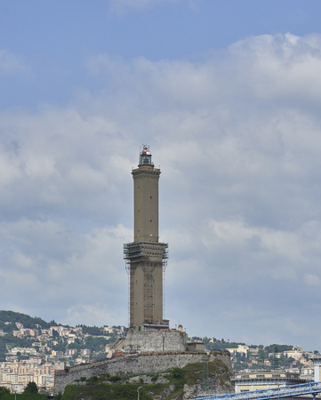The Lanterna a lighthouse in Genoa Italyの写真素材